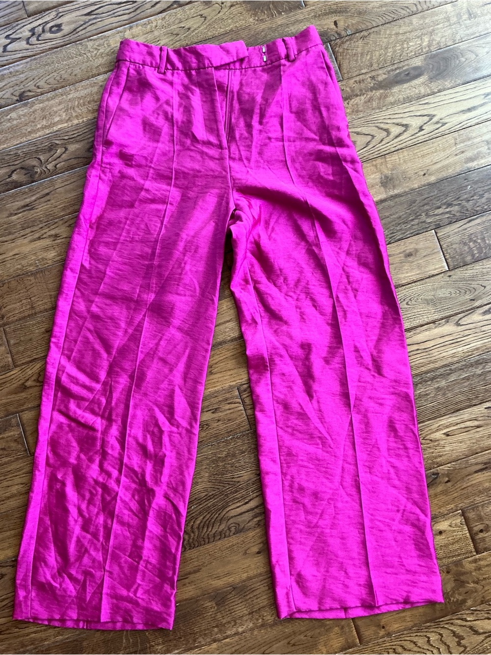 Soaked Copenhagen Pink Satin Trousers Women’s Medium High Waist Wide Leg Pants
